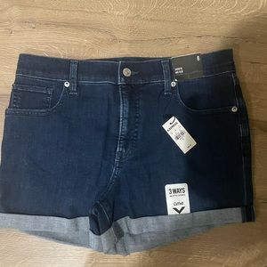 Express Shortie Mid Rise  Denim  Cuffed Shorts Women's Sz 8